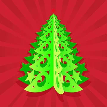 Volumetric tree on a red background Stock Illustration
