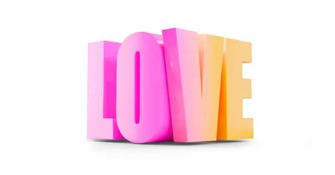 Volumetric word Love gradient from pink to yellow isolate on a white backgrou Stock Illustration