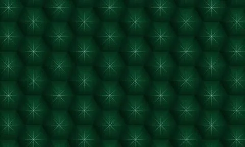 Voluminous Abstract Geometric Background.Emerald Green with Glittering Hexa.. Stock Illustration
