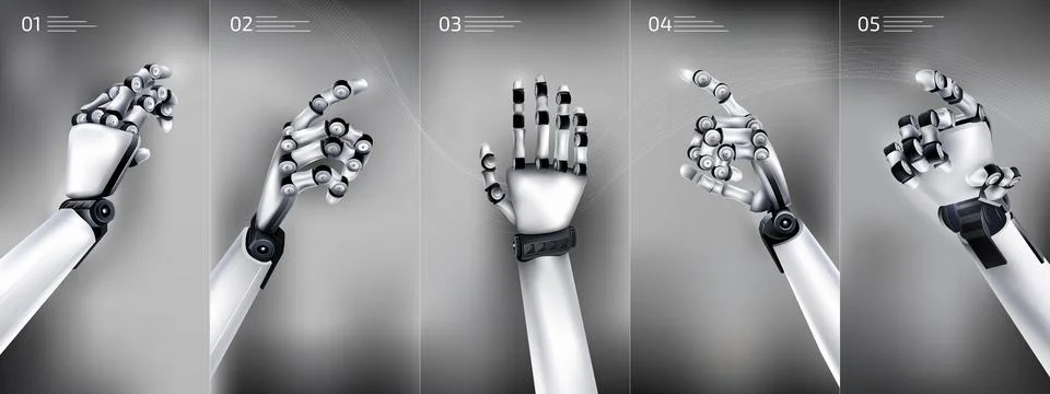 Voluminous hands work on a black and white background Stock Illustration