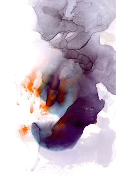 Voluminous purple thunderstorm cloud with bright orange flashes and molten drops Stock Illustration