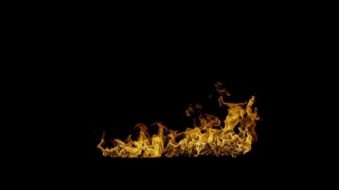 Voluminous Rising Ground Flames Atmospheric Layer on black background Stock Footage 326370109
