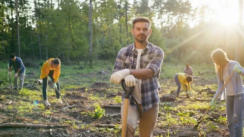 A voluntary eco organization conserving environment to save our planet. Male eco Stock Footage 163281303