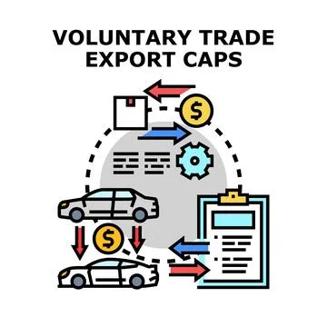 Voluntary trade export caps concept Stock Illustration