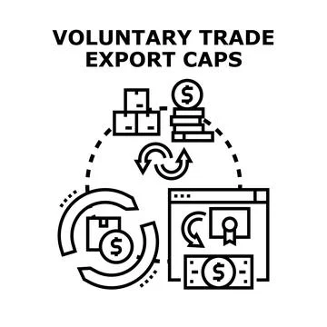 Voluntary trade export caps concept of limitation Stock Illustration