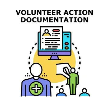 Volunteer action documentation and registration process Stock Illustration