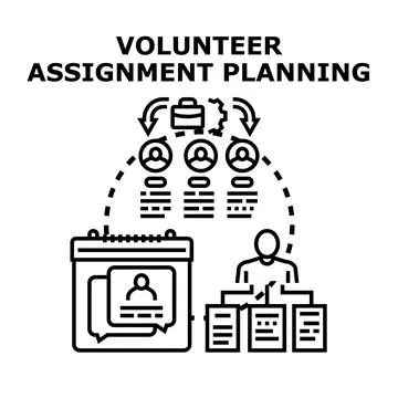 Volunteer assignment planning organizing tasks and teams Stock Illustration