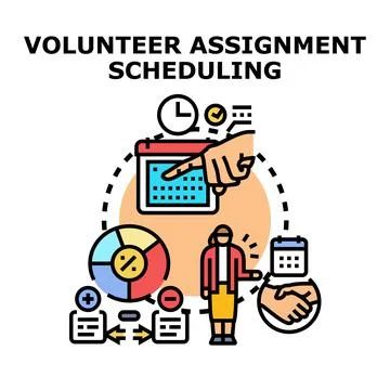 Volunteer assignment scheduling allocating tasks and resources 스톡 일러스트