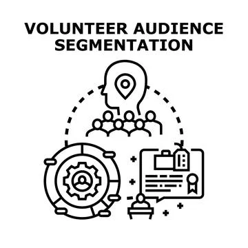 Volunteer audience segmentation analyzing group demographics and engagement Stock Illustration