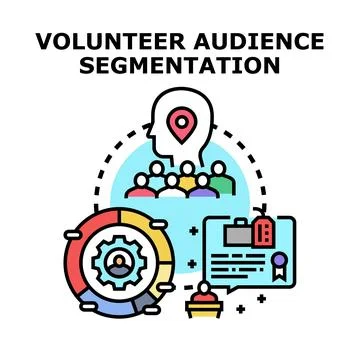 Volunteer audience segmentation analyzing group demographics and engagement イラスト素材