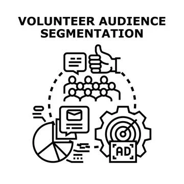 Volunteer audience segmentation planning and data analysis Stock Illustration