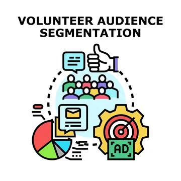 Volunteer audience segmentation planning and data analysis Stock Illustration