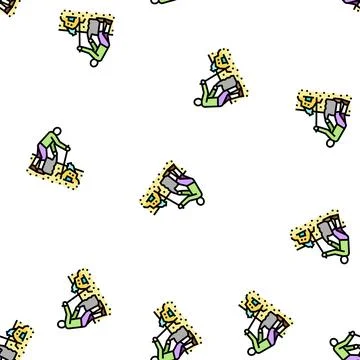 Volunteer clean beach plastic vector seamless pattern Illustrazione stock