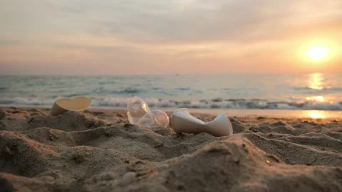 Volunteer cleaning the beach of plastic garbage. Woman picking up trash Stock Footage 197540805