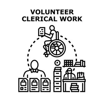 Volunteer clerical work concept with accessible office tasks Illustrazione stock