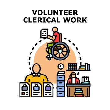 Volunteer clerical work concept with accessible office tasks 스톡 일러스트