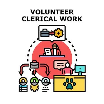 Volunteer clerical work organizing document management process イラスト素材