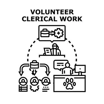 Volunteer clerical work organizing document management process 库存插图