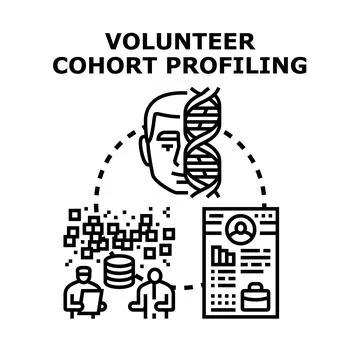Volunteer cohort profiling for data analysis and research Stock Illustration