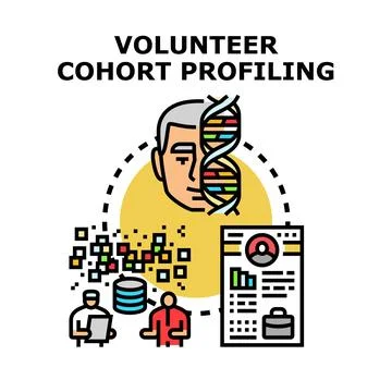 Volunteer cohort profiling for data analysis and research Stock Illustration