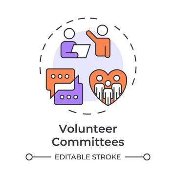 Volunteer committees multi color concept icon Stock Illustration