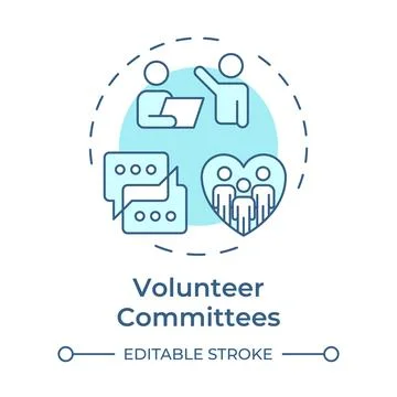 Volunteer committees soft blue concept icon Stock Illustration