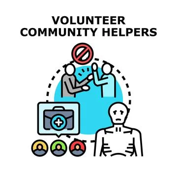 Volunteer community helpers providing support for people in need Stock Illustration