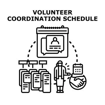 Volunteer coordination schedule planning teamwork management Stock-Illustration