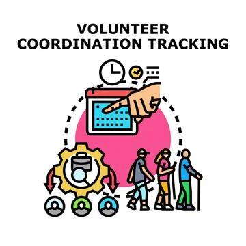 Volunteer coordination tracking managing team schedule Stock Illustration