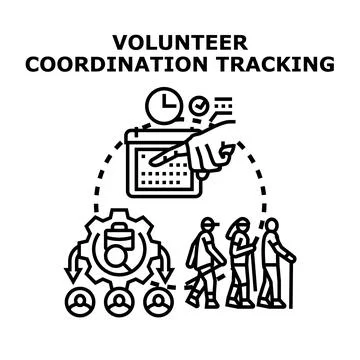 Volunteer coordination tracking managing team schedule Illustrazione stock