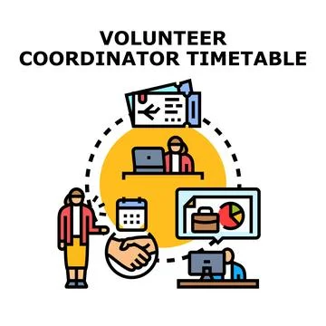 Volunteer coordinator managing timetable and scheduling tasks Stock Illustration