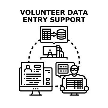 Volunteer data entry support system concept Stock Illustration
