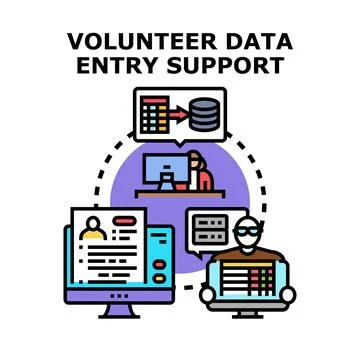 Volunteer data entry support system concept イラスト素材