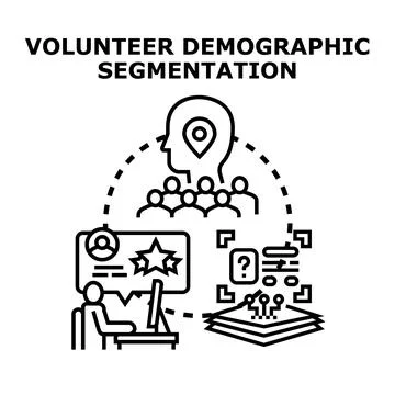 Volunteer demographic segmentation and data analysis concept Stock Illustration