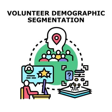 Volunteer demographic segmentation and data analysis concept Stock Illustration