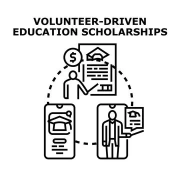 Volunteer driven education scholarships program concept Stock Illustration