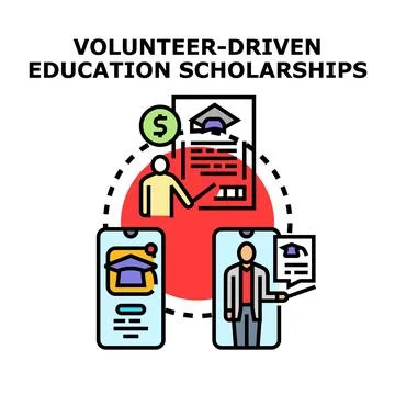 Volunteer driven education scholarships program concept Stock Illustration