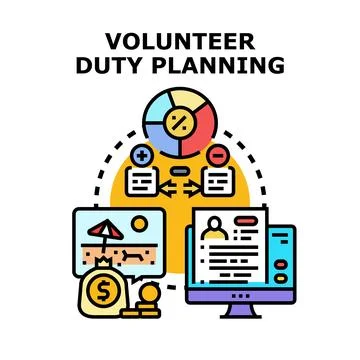 Volunteer duty planning and task arrangement concept Stock Illustration