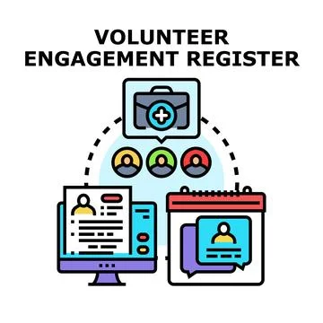 Volunteer engagement managing register vector concept Stock Illustration