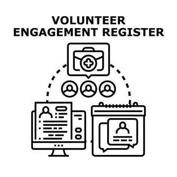 Volunteer engagement managing register vector concept Stockillustratie