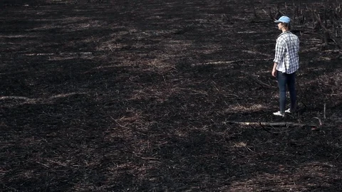 Volunteer at the fire site Stock Footage 101326244