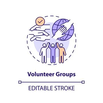 Volunteer groups concept icon Stock Illustration