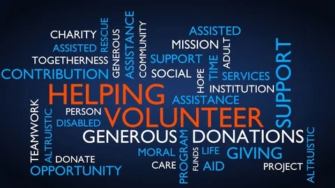 Volunteer, helping, word tag cloud, loop able, red variant Stock Footage 85155230