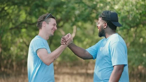 Volunteer high five together hands greeting power tag team Video stock 204835110