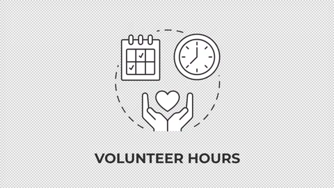 Volunteer hours line concept icon animation Stock Footage 340283326