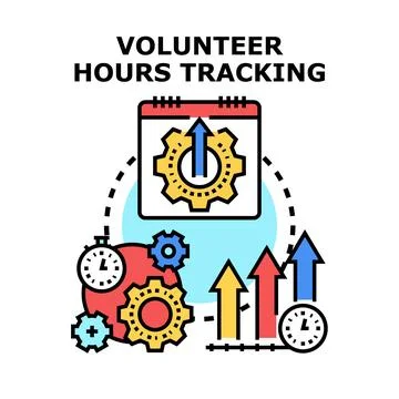 Volunteer hours tracking process with time management Stock Illustration