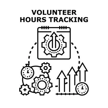 Volunteer hours tracking process with time management Stock Illustration