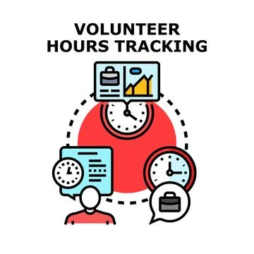 Volunteer hours tracking software reporting and analysis イラスト素材