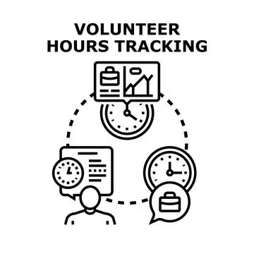 Volunteer hours tracking software reporting and analysis イラスト素材
