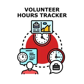 Volunteer hours tracking system illustrating report management Stock Illustration